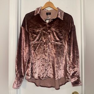 Fate Velvet Long Sleeve Shirt in Pink